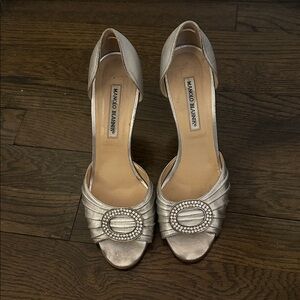 Manolo Blahnik silver d’orsay heels